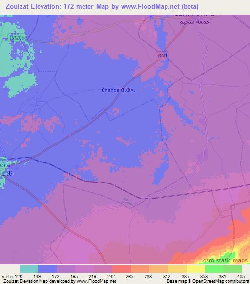 Zouizat,Morocco Elevation Map