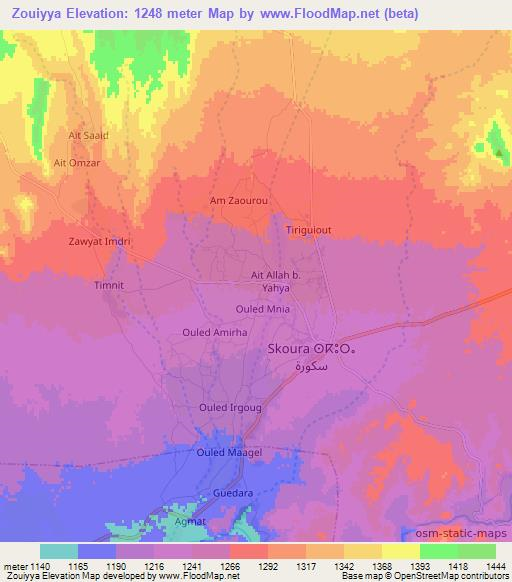 Zouiyya,Morocco Elevation Map