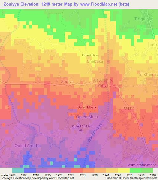 Zouiyya,Morocco Elevation Map