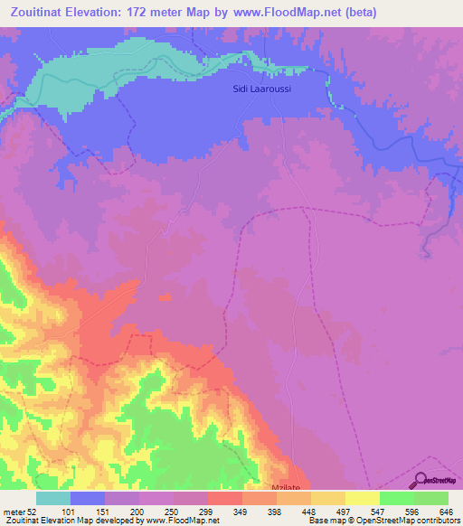 Zouitinat,Morocco Elevation Map