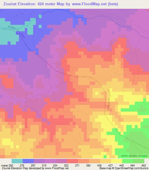 Zouirat,Morocco Elevation Map