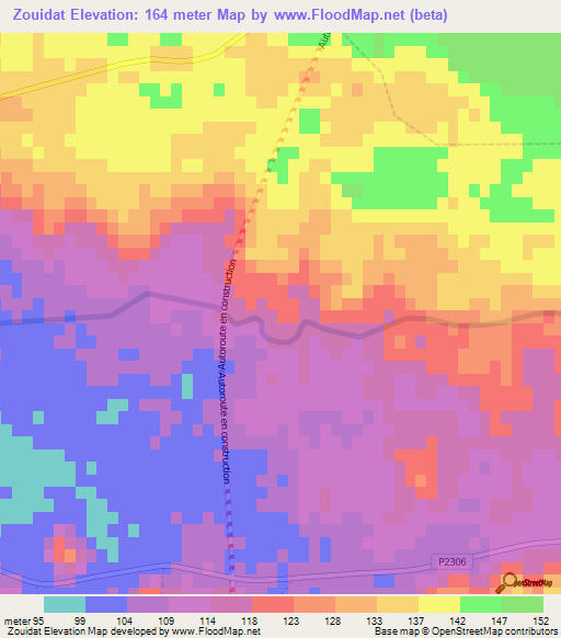 Zouidat,Morocco Elevation Map