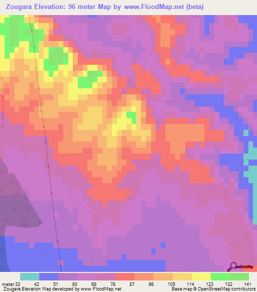 Zougara,Morocco Elevation Map