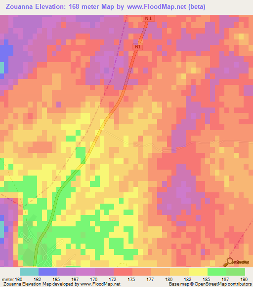 Zouanna,Morocco Elevation Map