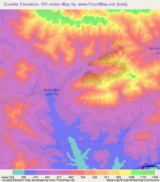 Zoualta,Morocco Elevation Map