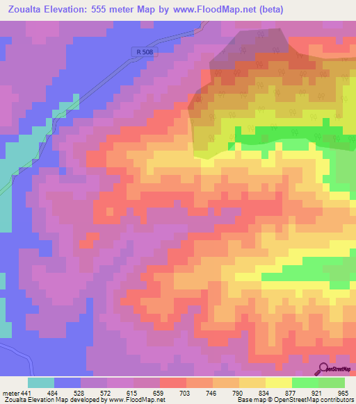 Zoualta,Morocco Elevation Map