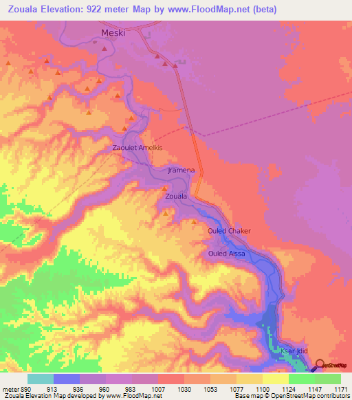 Zouala,Morocco Elevation Map