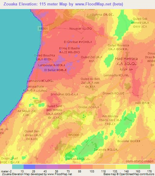 Zouaka,Morocco Elevation Map