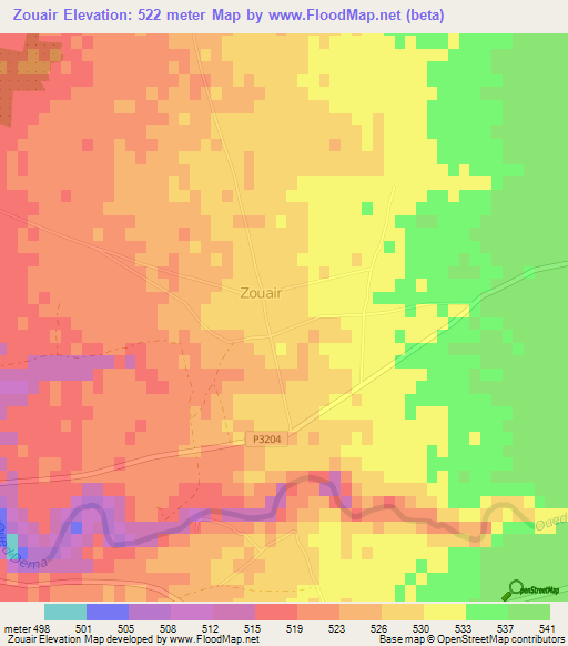 Zouair,Morocco Elevation Map