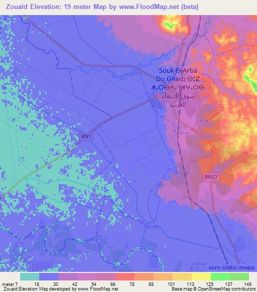 Zouaid,Morocco Elevation Map