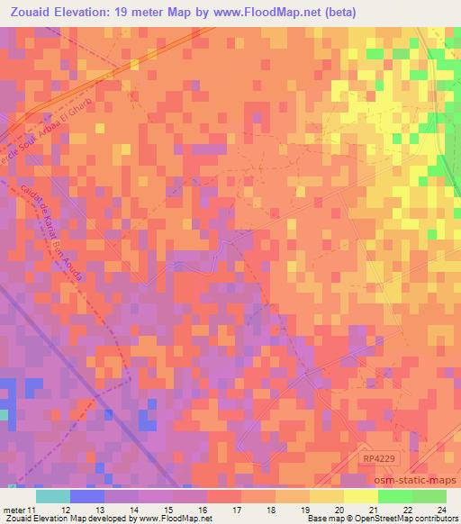 Zouaid,Morocco Elevation Map