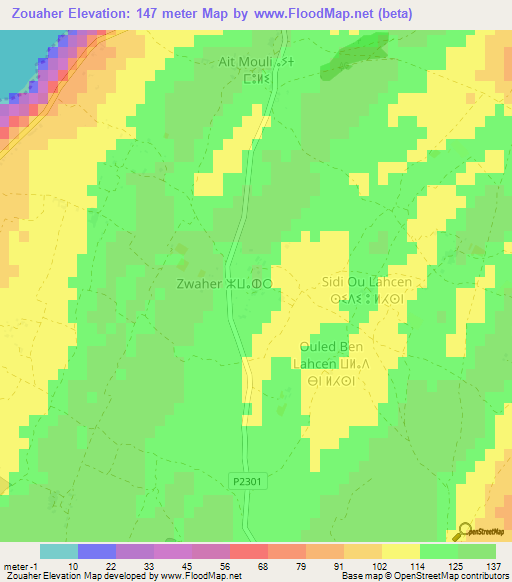 Zouaher,Morocco Elevation Map