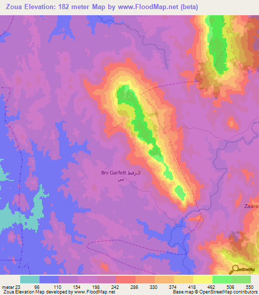 Zoua,Morocco Elevation Map