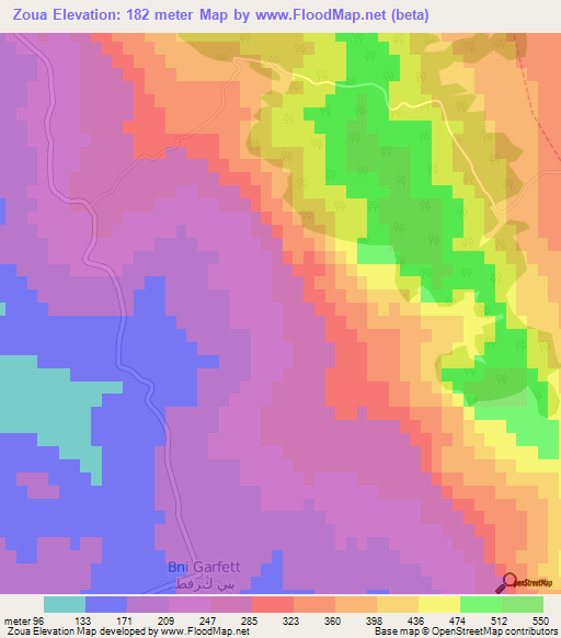 Zoua,Morocco Elevation Map