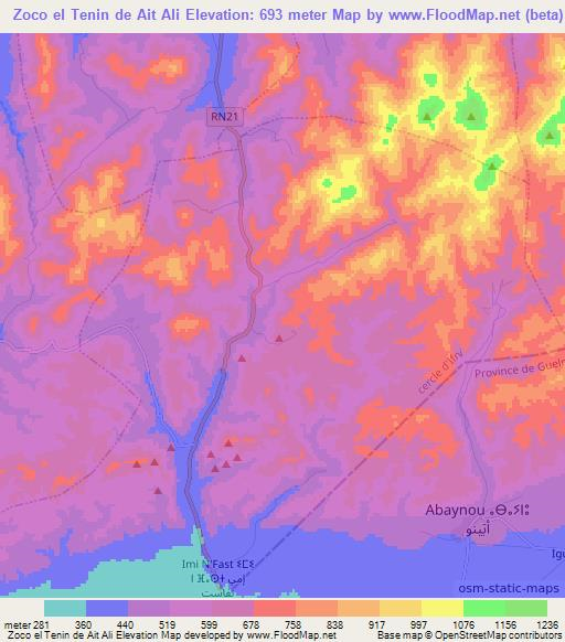 Zoco el Tenin de Ait Ali,Morocco Elevation Map