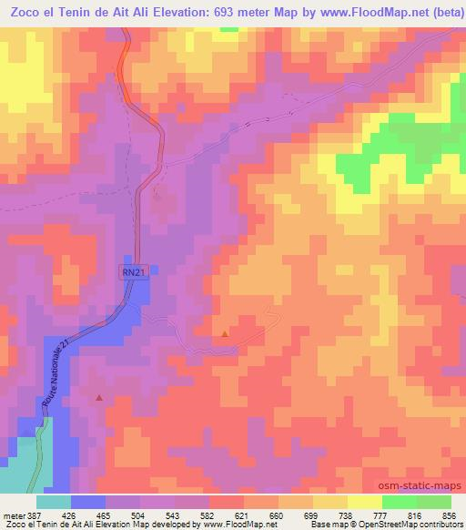 Zoco el Tenin de Ait Ali,Morocco Elevation Map