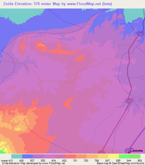 Znida,Morocco Elevation Map