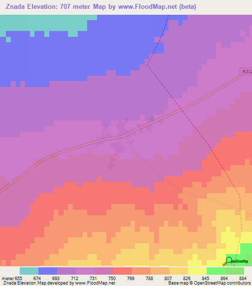 Znada,Morocco Elevation Map