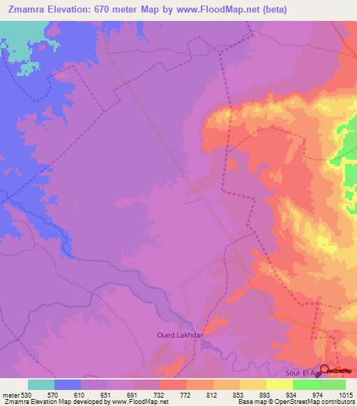 Zmamra,Morocco Elevation Map