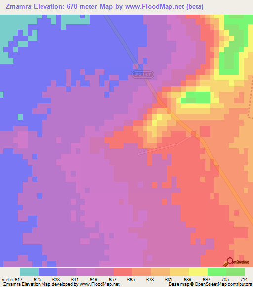 Zmamra,Morocco Elevation Map