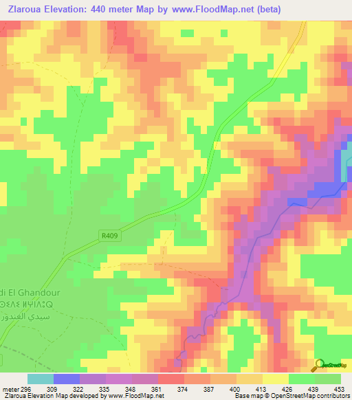 Zlaroua,Morocco Elevation Map