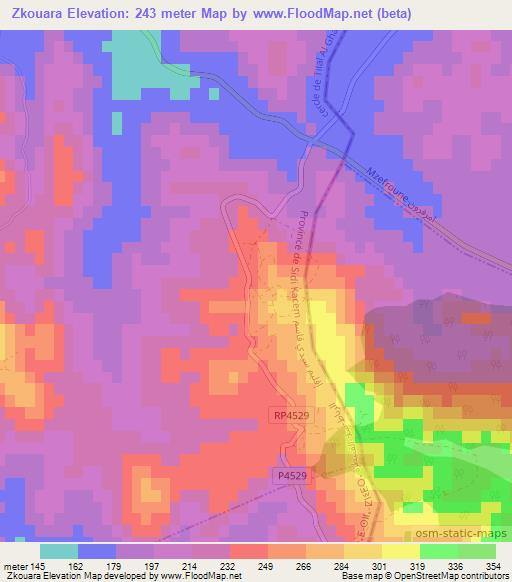 Zkouara,Morocco Elevation Map