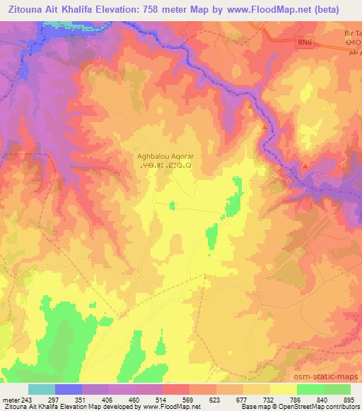 Zitouna Ait Khalifa,Morocco Elevation Map