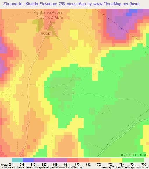 Zitouna Ait Khalifa,Morocco Elevation Map