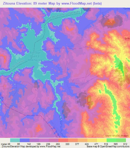 Zitouna,Morocco Elevation Map