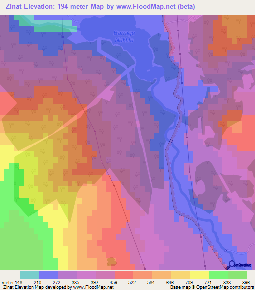 Zinat,Morocco Elevation Map