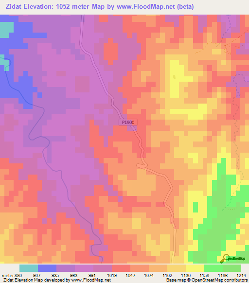 Zidat,Morocco Elevation Map