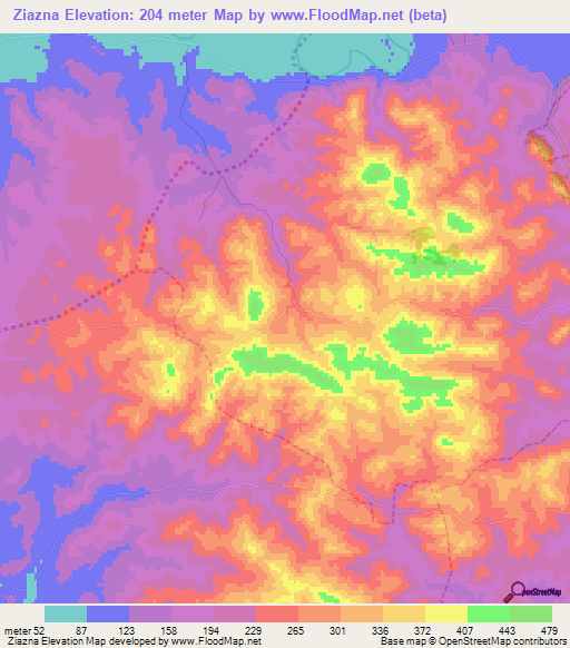 Ziazna,Morocco Elevation Map