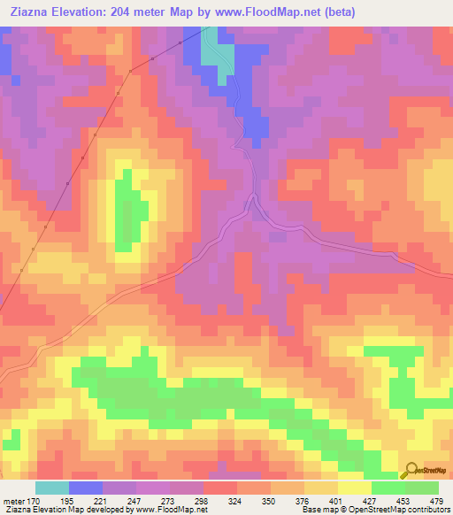 Ziazna,Morocco Elevation Map