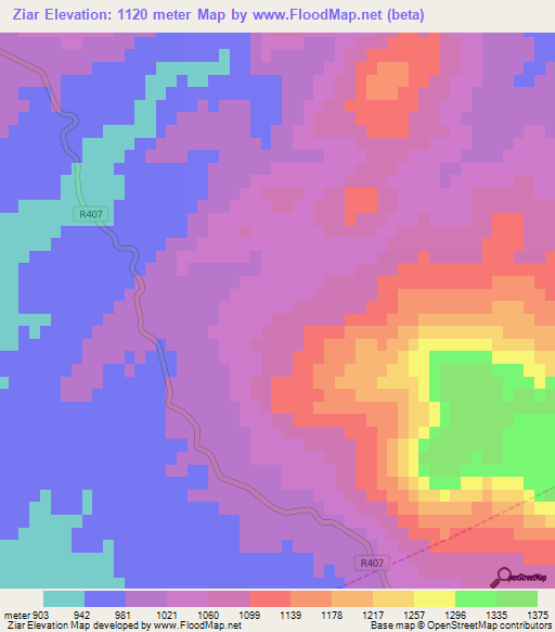 Ziar,Morocco Elevation Map