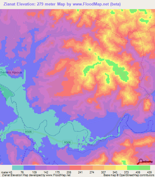 Zianat,Morocco Elevation Map