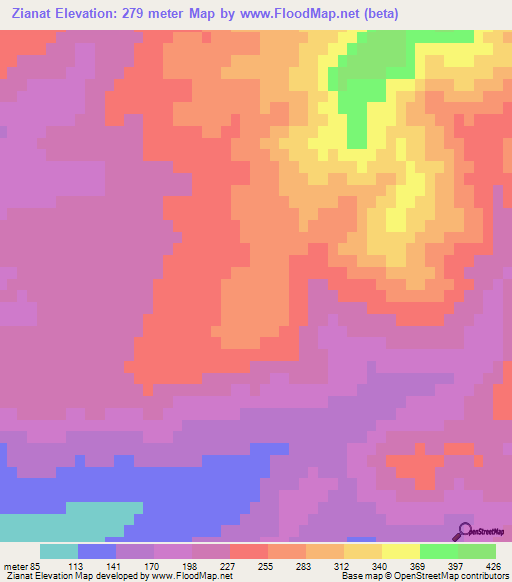 Zianat,Morocco Elevation Map