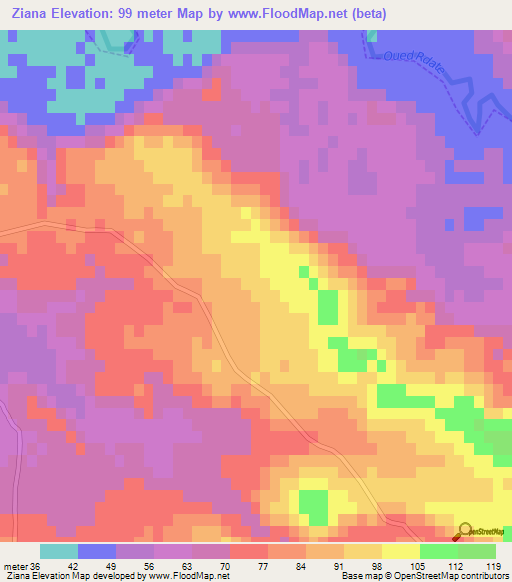 Ziana,Morocco Elevation Map