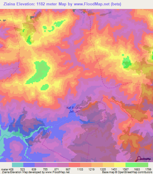 Ziaina,Morocco Elevation Map