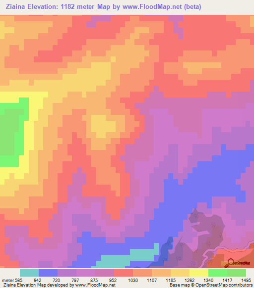 Ziaina,Morocco Elevation Map