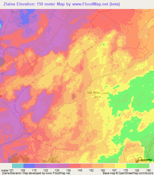 Ziaina,Morocco Elevation Map