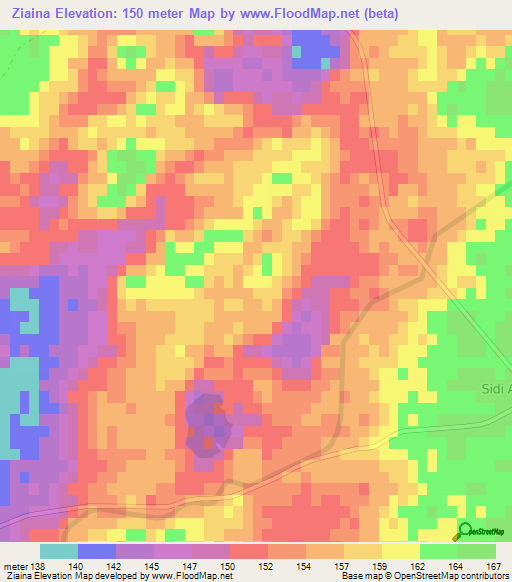 Ziaina,Morocco Elevation Map