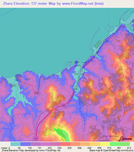 Zhara,Morocco Elevation Map