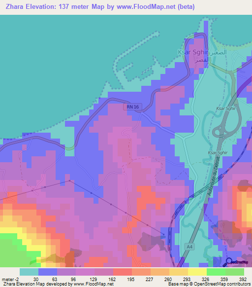 Zhara,Morocco Elevation Map