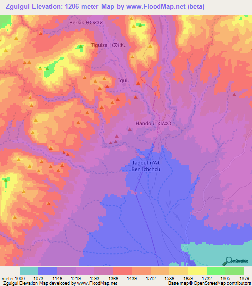 Zguigui,Morocco Elevation Map