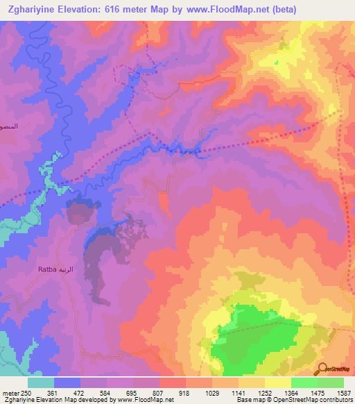 Zghariyine,Morocco Elevation Map