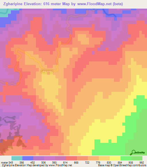 Zghariyine,Morocco Elevation Map