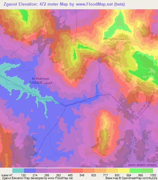 Zgaout,Morocco Elevation Map