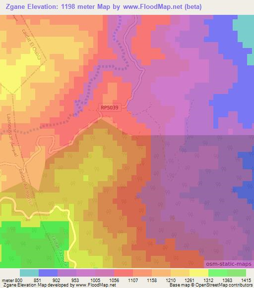 Zgane,Morocco Elevation Map