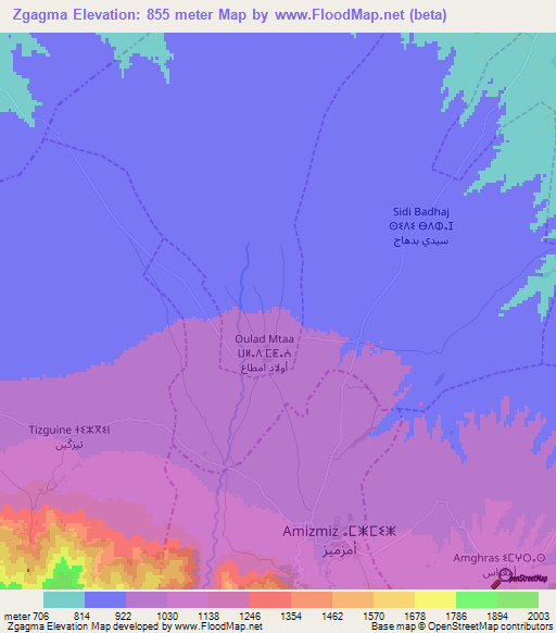 Zgagma,Morocco Elevation Map