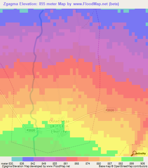 Zgagma,Morocco Elevation Map